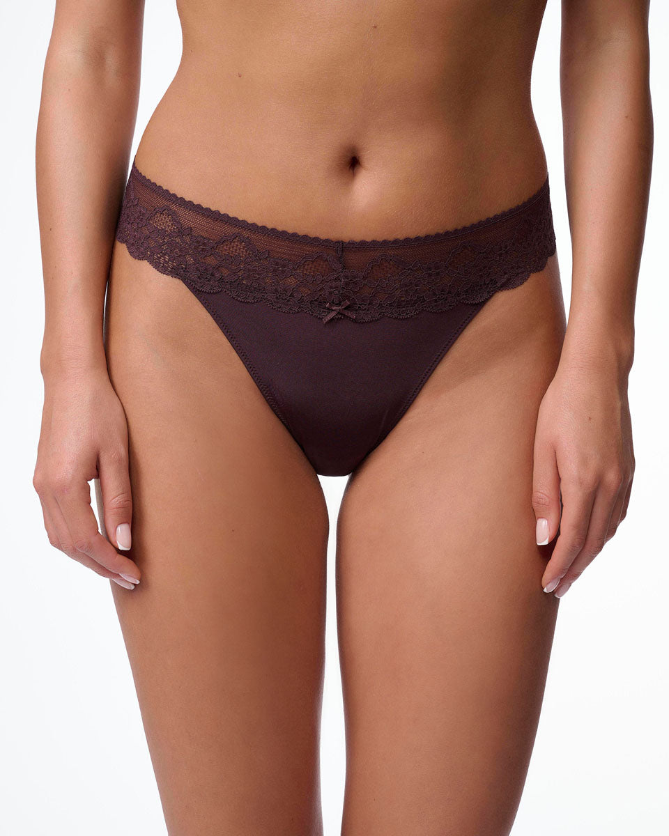 תחתון מיקרופייבר חוטיני בשילוב תחרה - BERRY