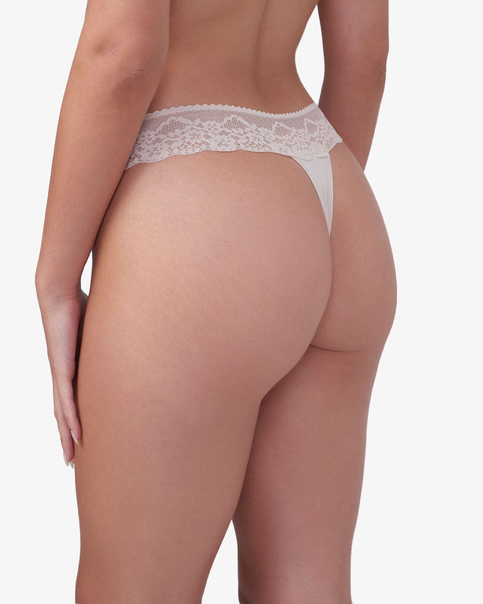 תחתון מיקרופייבר חוטיני בשילוב תחרה - NATURAL – תמונה 3
