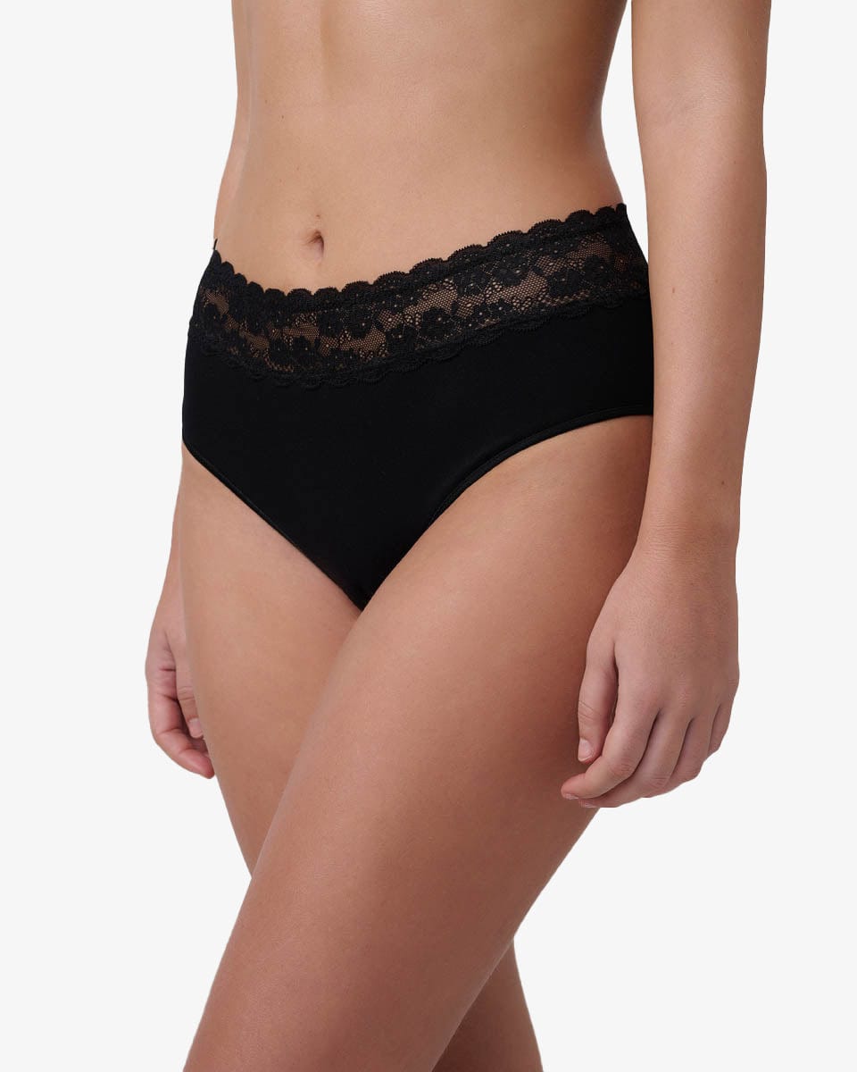 תחתון סימלס מידי בשילוב תחרה רחבה - BLACK – תמונה 2