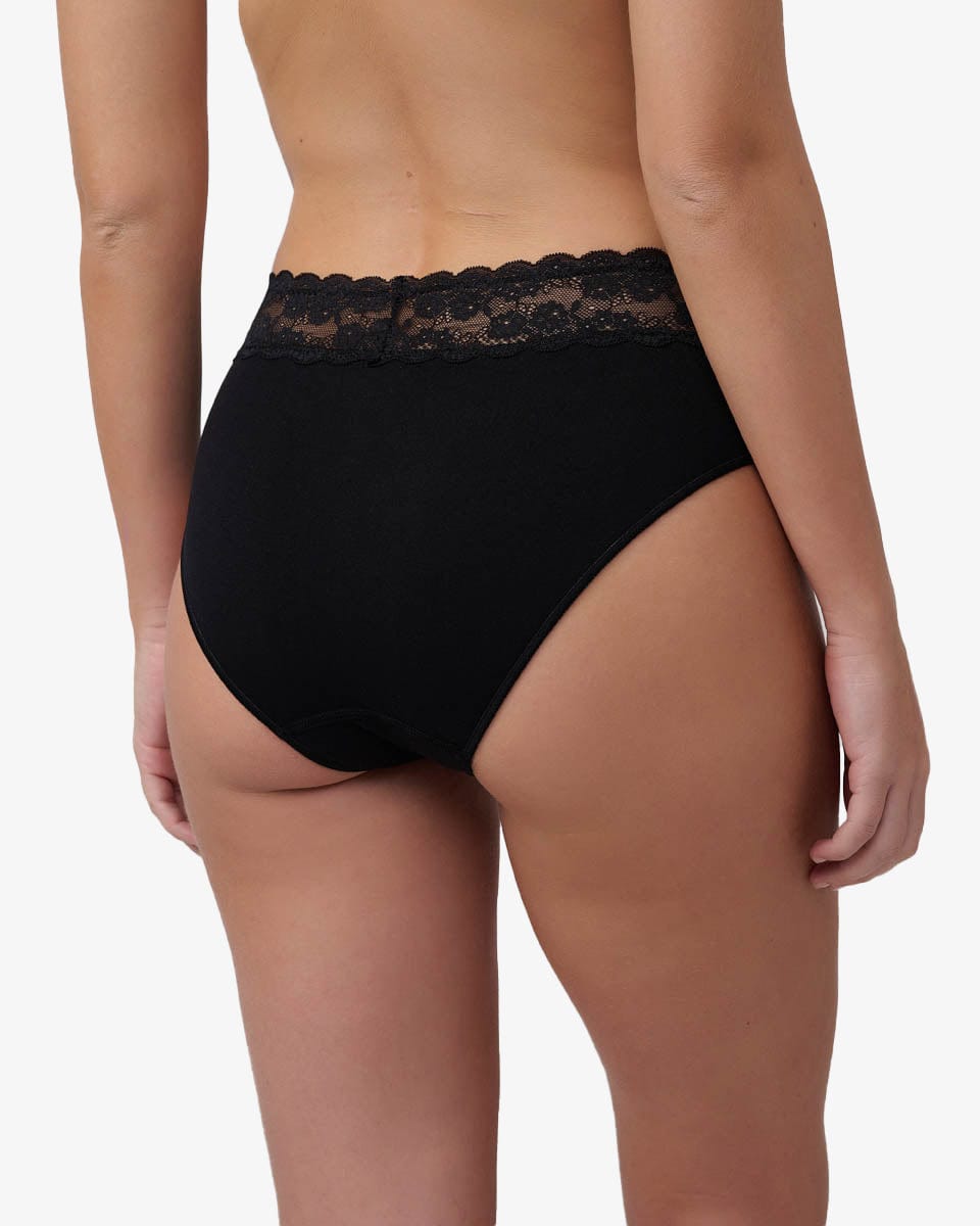 תחתון סימלס מידי בשילוב תחרה רחבה - BLACK – תמונה 3