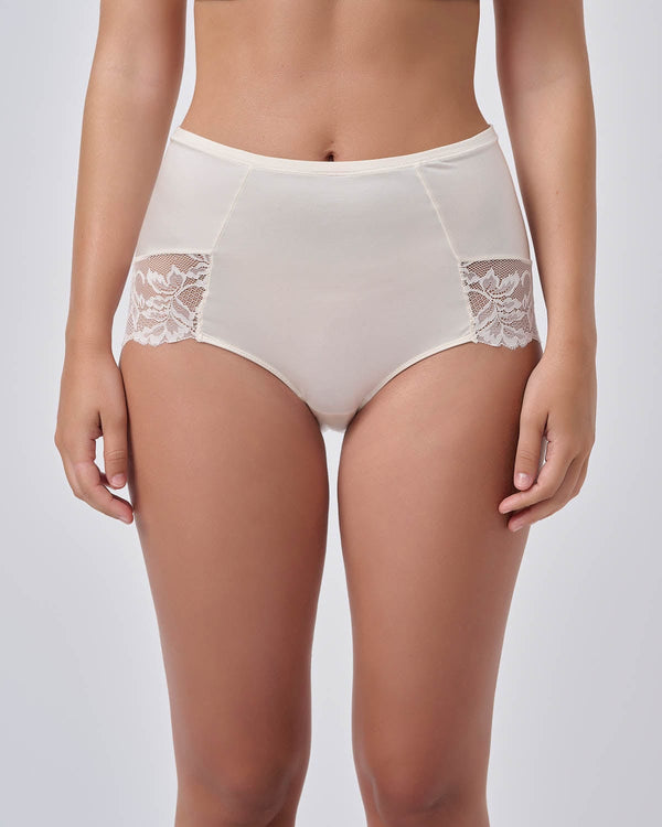 תחתון מקסי מיקרו  משולב תחרה - IVORY – תמונה 1