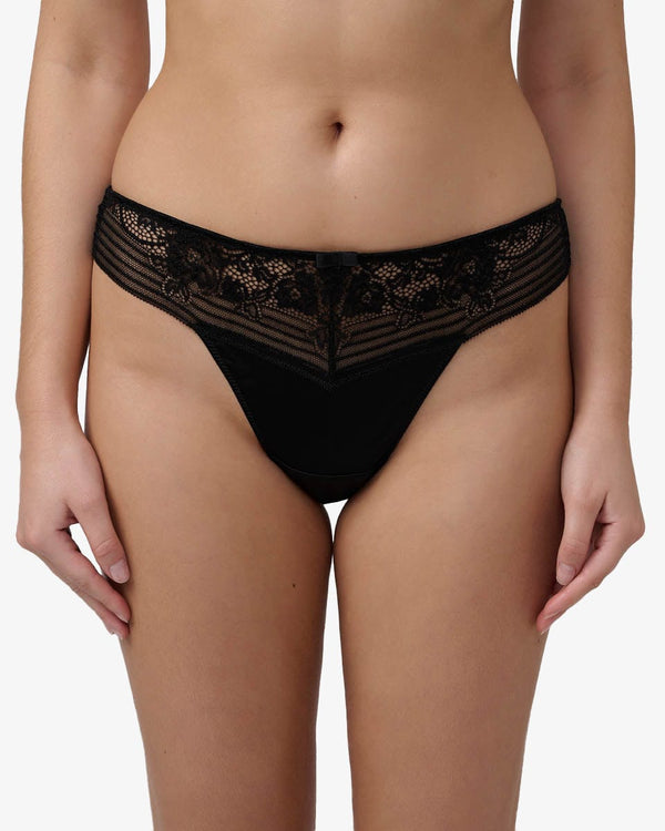 תחתון חוטיני מיקרו  סרט תחרה ישר - BLACK – תמונה 1