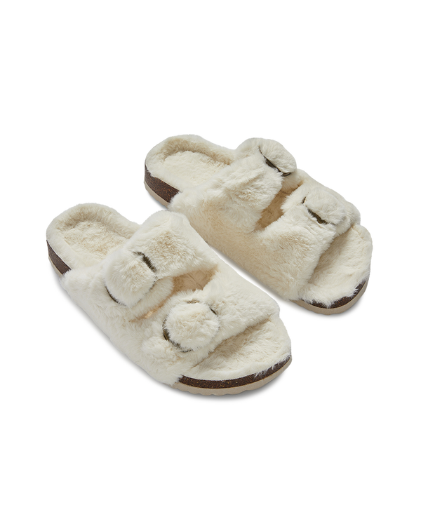 כפכף פרווה רצועות עם אבזמי מתכת