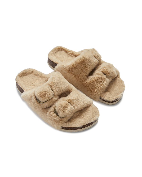 כפכף פרווה רצועות עם אבזמי מתכת