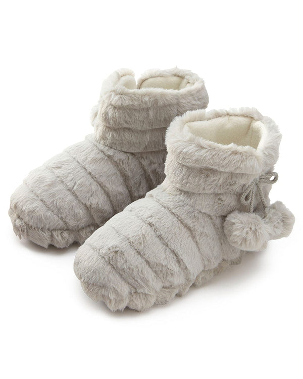 נעל בית מגפון פרווה פסים - GREY