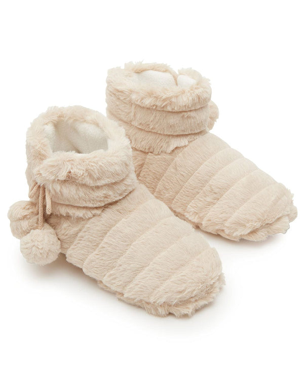 נעל בית מגפון פרווה פסים - NATURAL