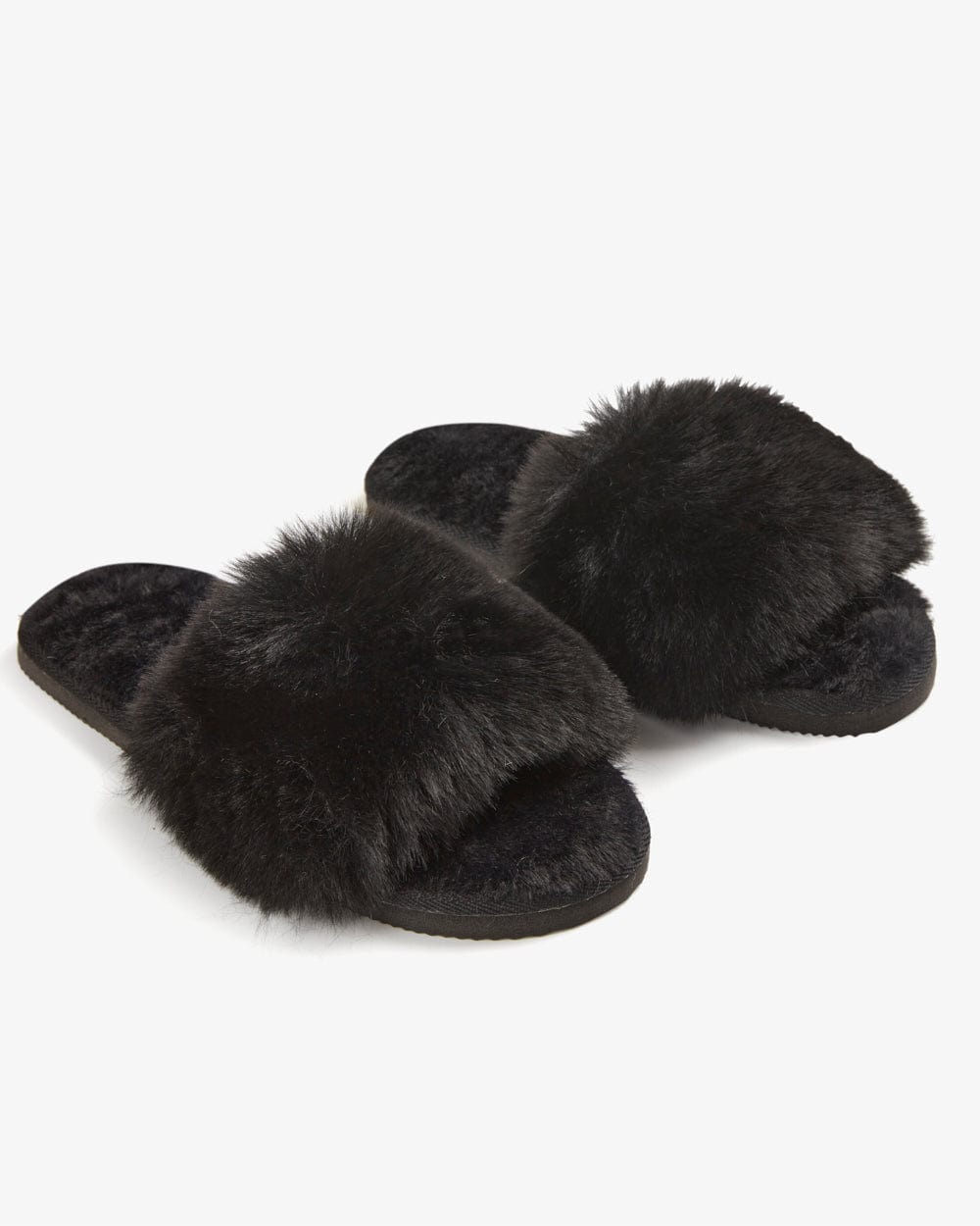 נעל בית פתוחה מאחור שילוב פרווה - BLACK