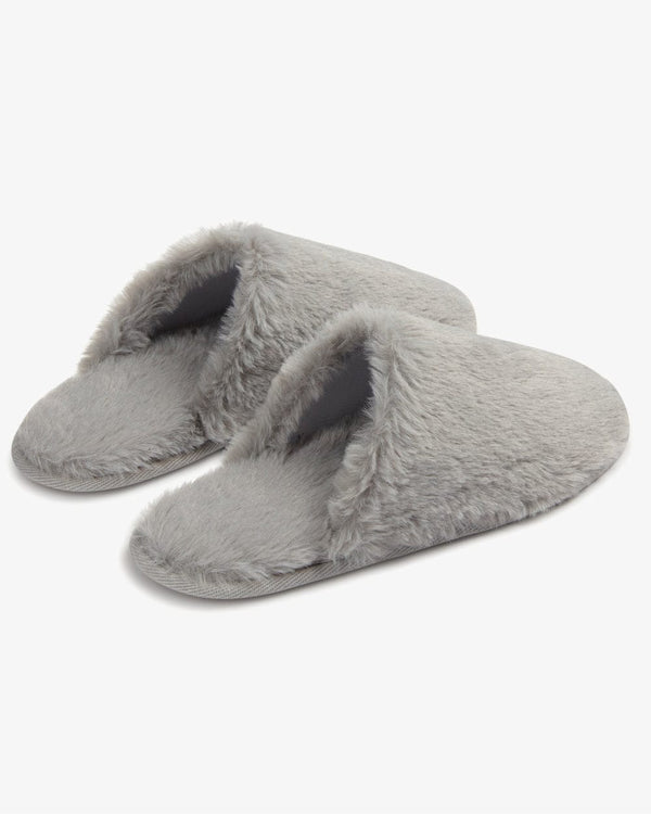 נעל בית פתוחה מאחור פרווה חלקה - GREY