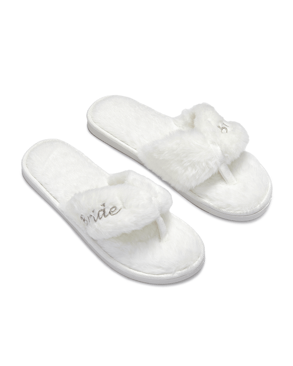 נעלי בית אצבע פרווה כלות - IVORY – תמונה 2