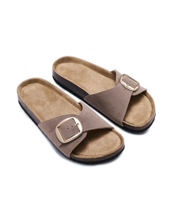 כפכפי זמש עם אבזם זהב - DEEP BLUSH – תמונה 2