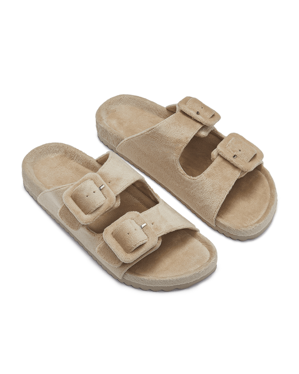 כפכפי קטיפה אבזמים - BEIGE – תמונה 2