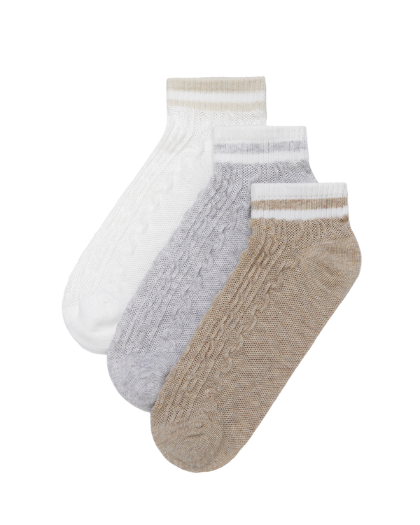 מארז 3 זוגות קרסוליות צמות ללא תפר - MIX