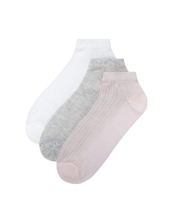 מארז 3 זוגות קרסוליות ג'קארד פוינטל ללא תפר - MIX