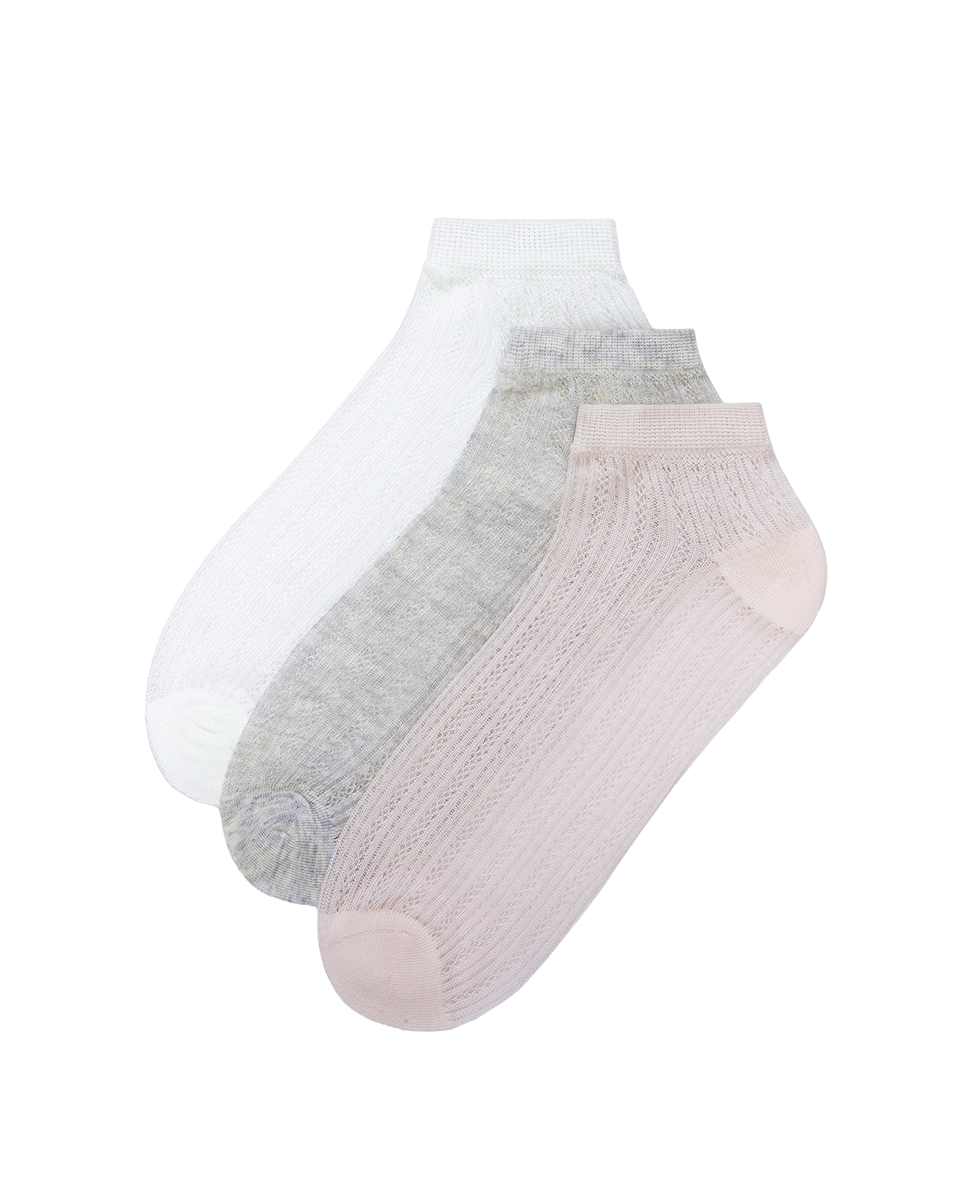 מארז 3 זוגות קרסוליות ג'קארד פוינטל ללא תפר - MIX