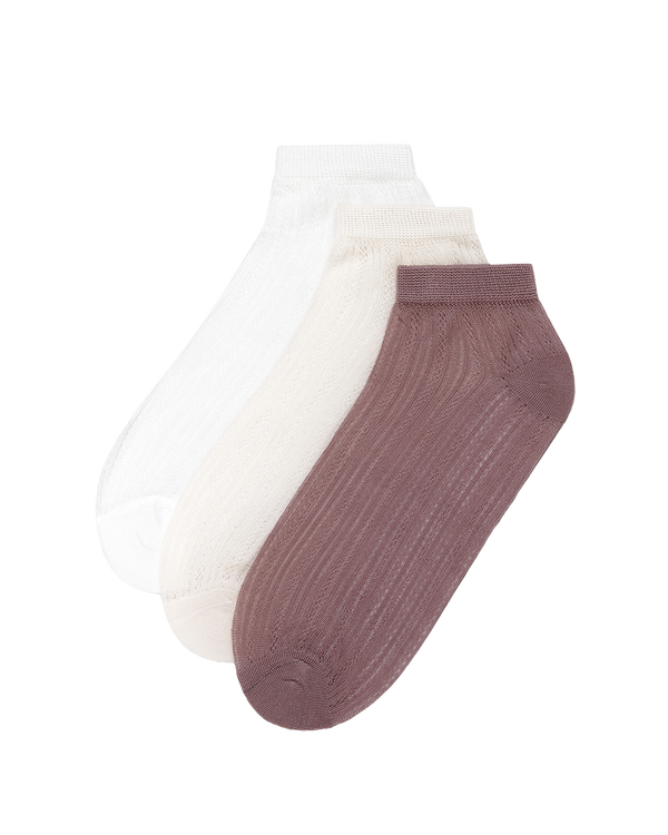 מארז 3 זוגות קרסוליות ג'קארד פוינטל ללא תפר - MIX