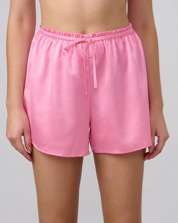 מכנסון סאטן קצר - NEON PINK – תמונה 1