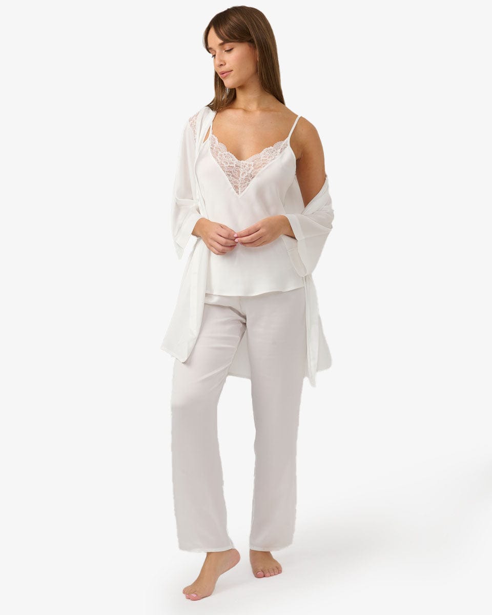 סט התארגנות לכלה 3 חלקים סאטן - IVORY – תמונה 4