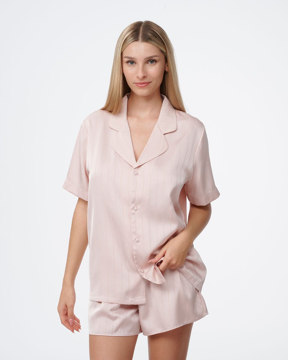 סט פיג'מה סאטן פסים - PEARL – תמונה 2