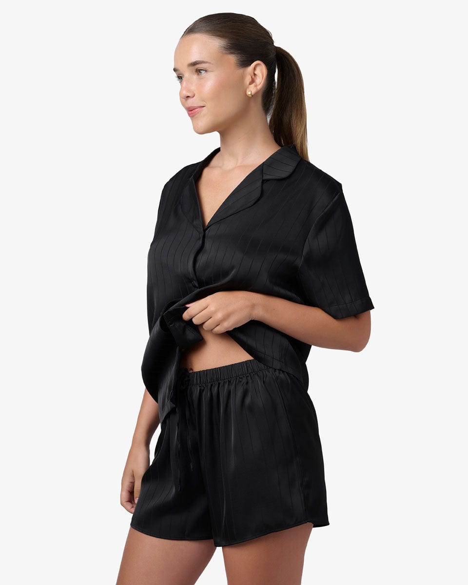 סט פיג'מה סאטן פסים