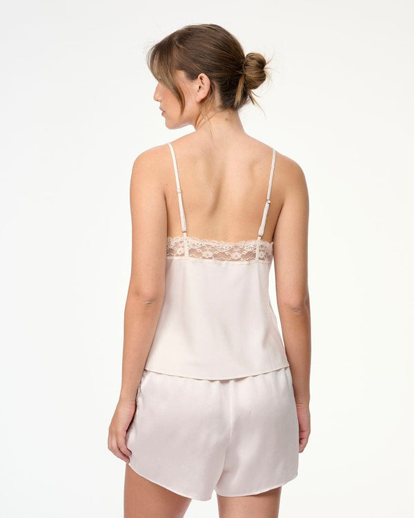 סט בייבי דול סאטן בשילוב תחרה פרחונית - VANILLA – תמונה 3