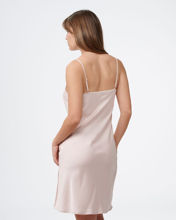 כותונת סטן משולבת תחרה עשירה בקדמי עם מפתח ברגל - PEARL – תמונה 3