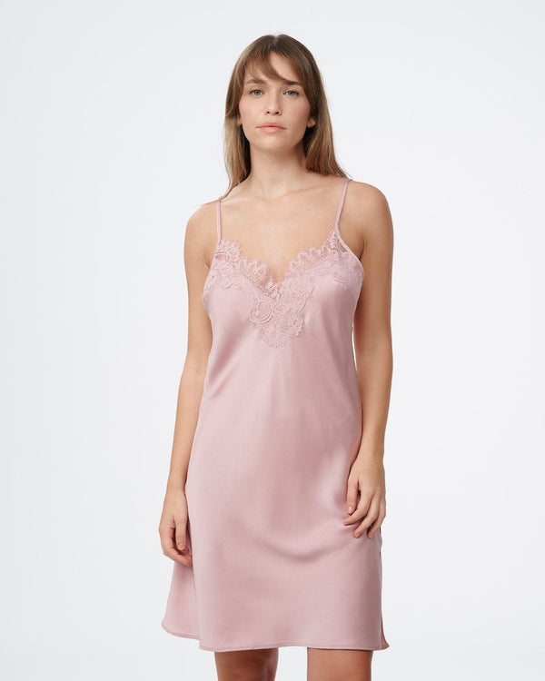 כותונת סטן משולבת תחרה עשירה בקדמי עם מפתח ברגל - PUNCH – תמונה 1