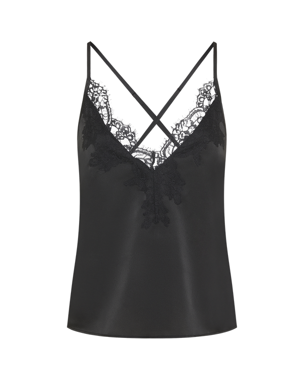 סט בייבי דול סאטן בשילוב תחרה עשירה - BLACK