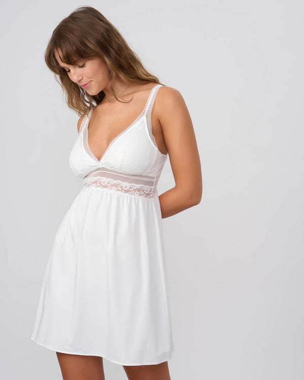 כותונת מיקרו בשילוב תחרה, עם קאפ נשלף - IVORY – תמונה 2