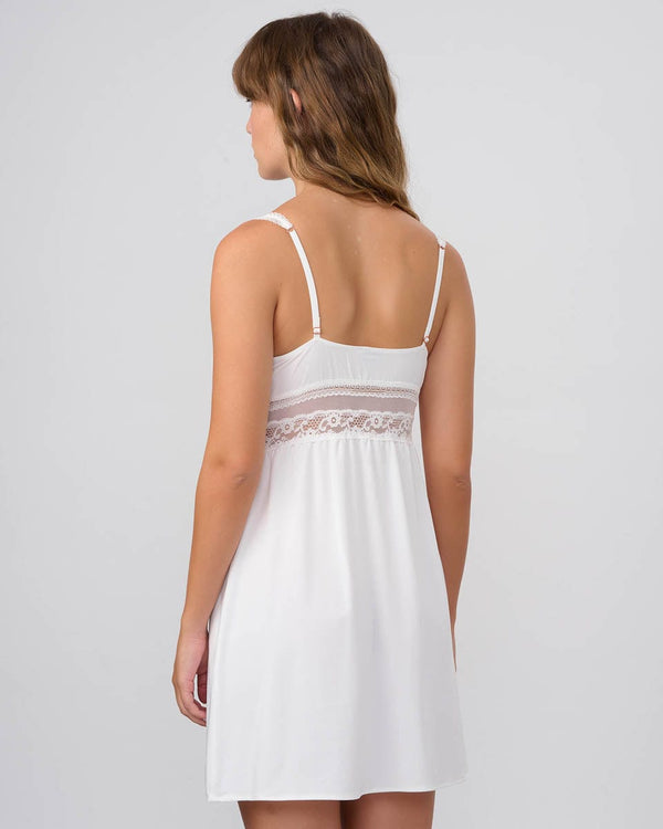 כותונת מיקרו בשילוב תחרה, עם קאפ נשלף - IVORY – תמונה 3