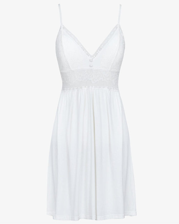 כותונת ויסקוזה בשילוב תחרה עם קאפ נשלף - IVORY – תמונה 4