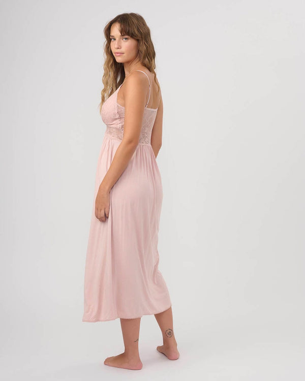 כותונת ויסקוזה ארוכה משולבת תחרה עם קאפ נשלף - PINK