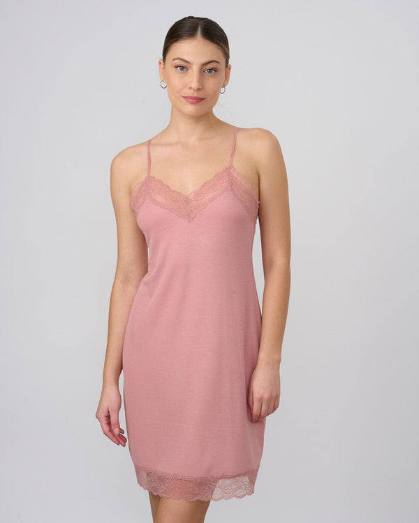 כותונת מבד ריב שילוב תחרה - ORANGE – תמונה 1