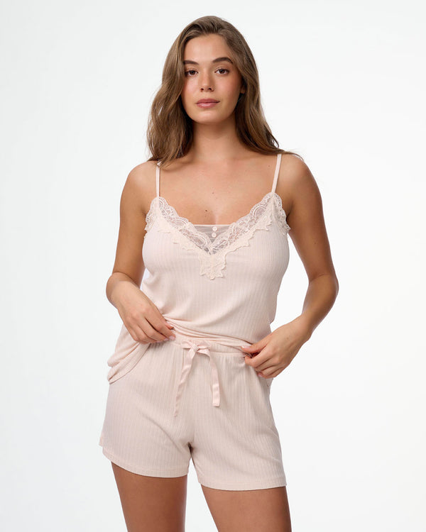 סט בייב דול ריב דק  בשילוב תחרה וסאטן - SHELL