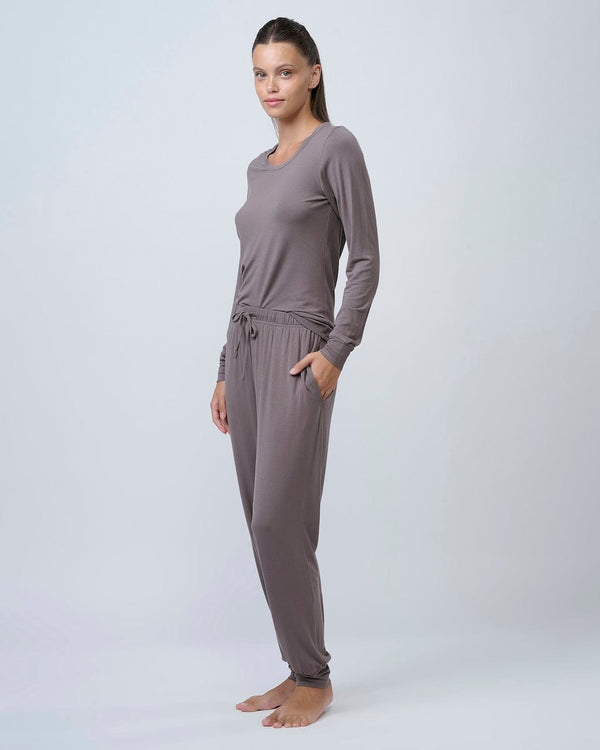 סט פיגמה ארוך מבד ויסקוזה אלסטן - MOCHA – תמונה 2