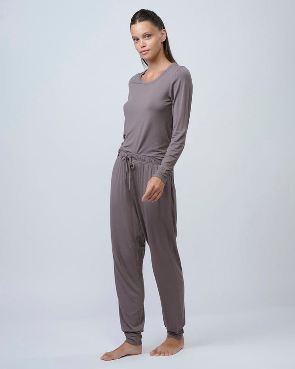 סט פיגמה ארוך מבד ויסקוזה אלסטן - MOCHA – תמונה 3