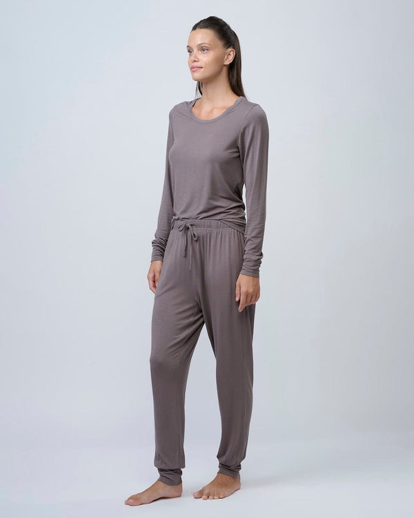 סט פיגמה ארוך מבד ויסקוזה אלסטן - MOCHA – תמונה 4