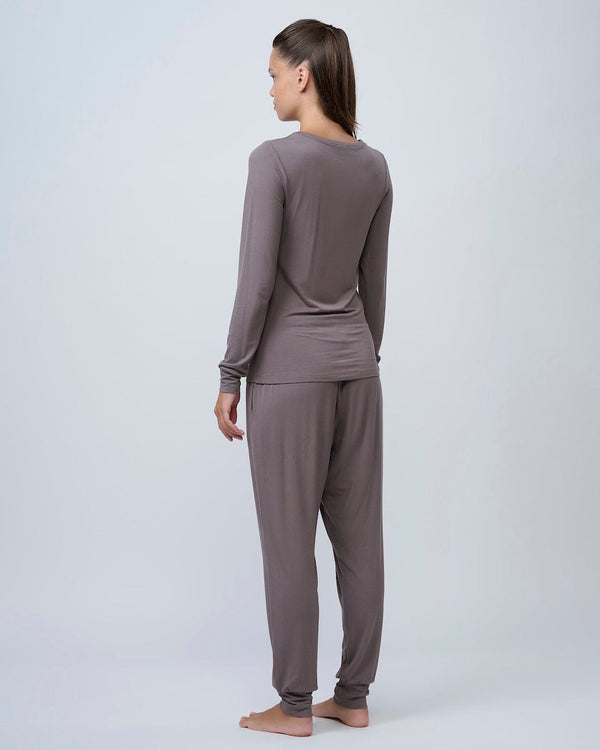 סט פיגמה ארוך מבד ויסקוזה אלסטן - MOCHA – תמונה 5