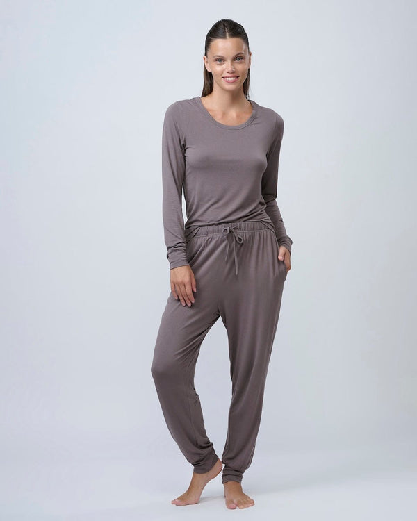 סט פיגמה ארוך מבד ויסקוזה אלסטן - MOCHA – תמונה 6