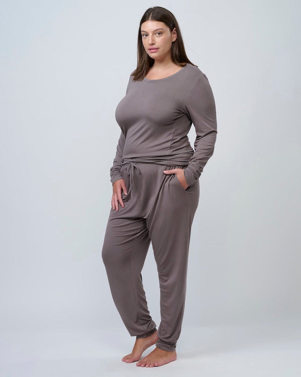 סט פיגמה ארוך מבד ויסקוזה אלסטן - MOCHA – תמונה 9