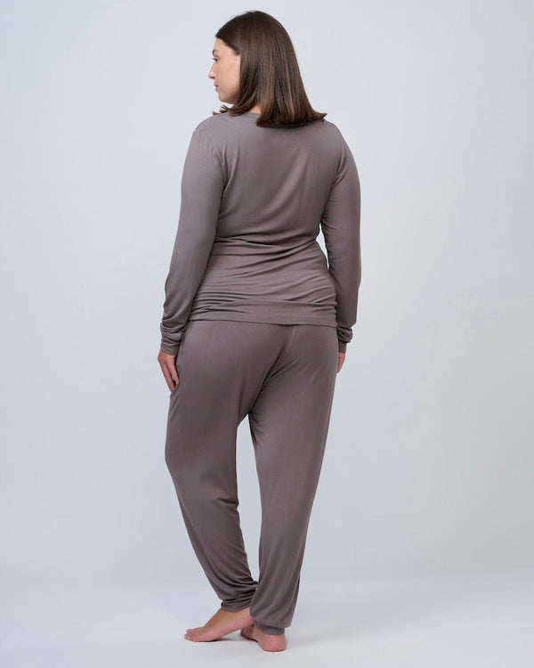 סט פיגמה ארוך מבד ויסקוזה אלסטן - MOCHA – תמונה 10