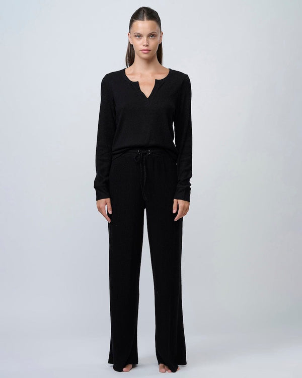 סט פיגמה ארוך מבד ריב מגורד - BLACK – תמונה 3