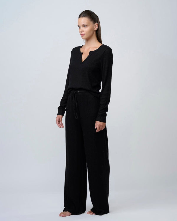 סט פיגמה ארוך מבד ריב מגורד - BLACK – תמונה 1