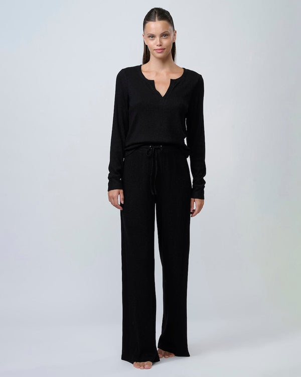 סט פיגמה ארוך מבד ריב מגורד - BLACK – תמונה 8