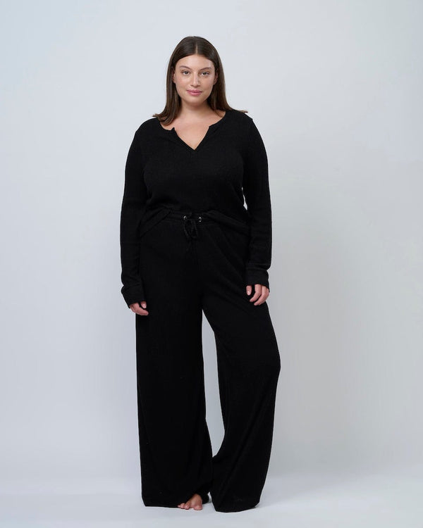 סט פיגמה ארוך מבד ריב מגורד - BLACK – תמונה 7