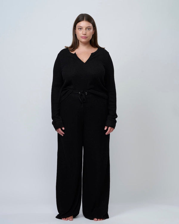 סט פיגמה ארוך מבד ריב מגורד - BLACK – תמונה 4