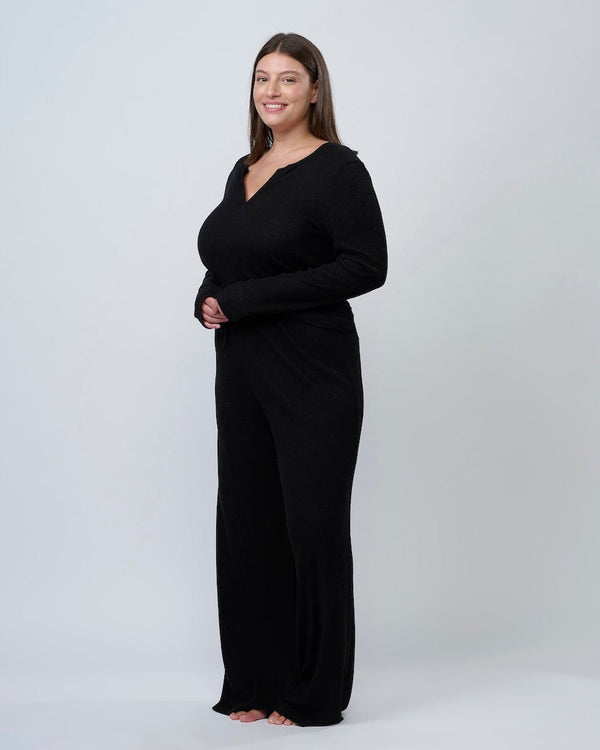 סט פיגמה ארוך מבד ריב מגורד - BLACK – תמונה 11