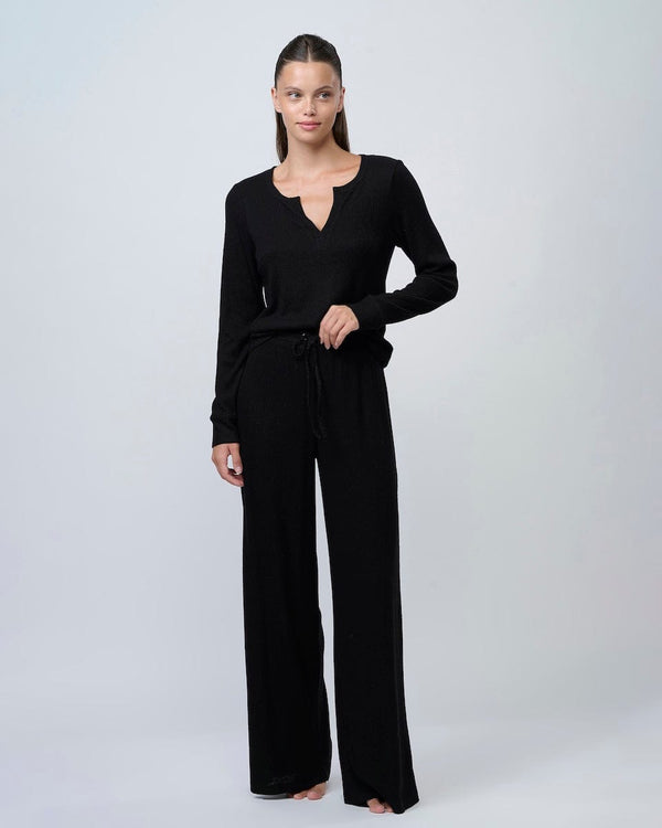 סט פיגמה ארוך מבד ריב מגורד - BLACK – תמונה 13