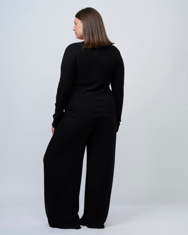 סט פיגמה ארוך מבד ריב מגורד - BLACK – תמונה 12