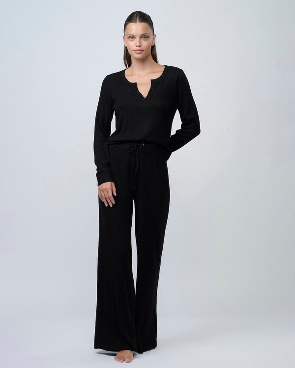 סט פיגמה ארוך מבד ריב מגורד - BLACK – תמונה 9