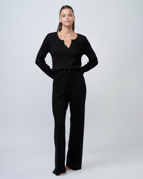 סט פיגמה ארוך מבד ריב מגורד - BLACK – תמונה 15